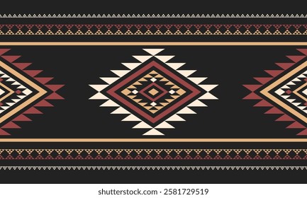 Southwest Aztec geometric Native American Mexican Navajo tribal ethnic boho indian texture ornament seamless pattern fabric colorful design vector for woven textile printing blanket rug carpet fashion