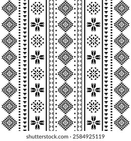 Southwest Aztec geometric Native American Mexican Navajo tribal ethnic boho indian texture ornament seamless pattern fabric black and white design vector for woven textile printing blanket rug carpet 