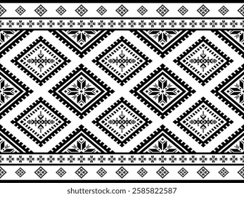 Southwest Aztec geometric Native American Mexican Navajo tribal ethnic boho indian texture ornament seamless pattern fabric black and white design vector for woven textile printing blanket rug carpet 