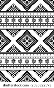 Southwest Aztec geometric Native American Mexican Navajo tribal ethnic boho indian texture ornament seamless pattern fabric black and white design vector for woven textile printing blanket rug carpet 