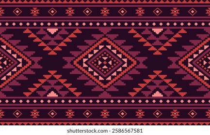 Southwest Aztec geometric Native American Mexican Navajo tribal ethnic boho indian texture ornament seamless pattern fabric colorful design vector for woven textile printing blanket rug carpet fashion