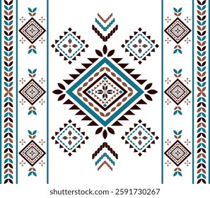 Southwest Aztec geometric Native American Mexican Navajo tribal ethnic boho indian texture ornament seamless pattern fabric colorful design vector for woven textile printing blanket rug carpet fashion