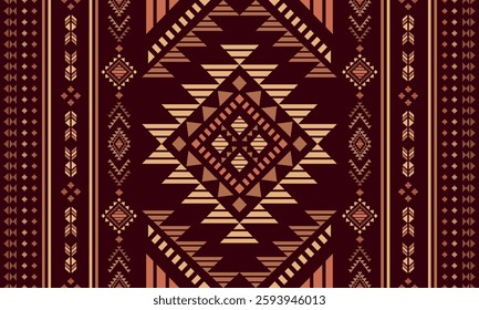 Southwest Aztec geometric Native American Mexican Navajo tribal ethnic boho indian texture ornament seamless pattern fabric colorful design vector for woven textile printing blanket rug carpet fashion