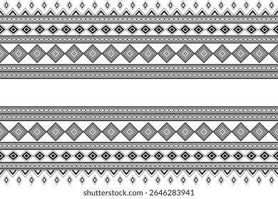Southwest Aztec geometric Native American Mexican Navajo tribal ethnic seamless pattern fabric black and white.