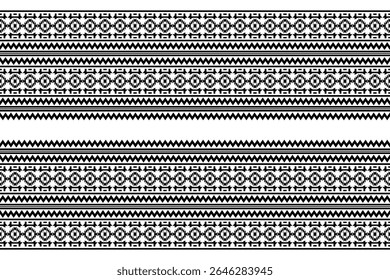 Southwest Aztec geometric Native American Mexican Navajo tribal ethnic seamless pattern fabric black and white.