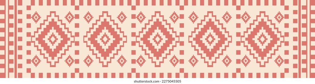 Southwest geometric colorful vintage pattern. Vector aztec kilim geometric square diamond pattern. Aztec kilim pattern use for border, carpet, area rug, tapestry, mat, home decoration elements.