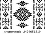 Southwest geometric seamless patterns Aztec Navajo Native American tribal ethnic black and white for textile printing