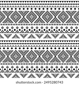 Südwest geometrische nahtlose Muster Aztec Navajo Native American Tribal ethnische schwarz und weiß für den Textildruck
