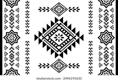 Patrones sin costuras geométricos del suroeste Azteca Navajo Nativo americano tribal étnico blanco y negro para la impresión textil