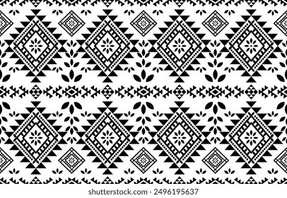Southwest geometric seamless patterns Aztec Navajo Native American tribal ethnic black and white for textile printing