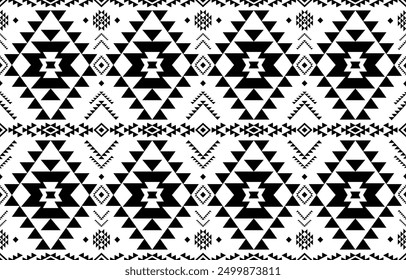 Southwest geometric seamless patterns Aztec Navajo Native American tribal ethnic black and white for textile printing