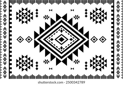 Southwest geometric seamless patterns Aztec Navajo Native American tribal ethnic black and white for textile printing