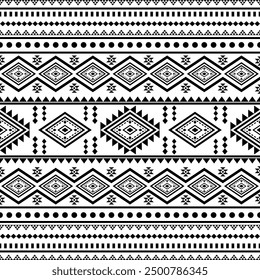 Patrones sin costuras geométricos del suroeste Azteca Navajo Nativo americano tribal étnico blanco y negro para la impresión textil