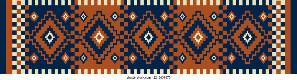 Southwest geometric vintage pattern. Vector ethnic geometric square diamond colorful vintage seamless pattern background. Kilim pattern use for carpet, area rug, tapestry, mat, home decoration element