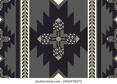 Patrón geométrico nativo americano del suroeste. Vector Azteca suroeste bordado sin patrón de estilo rústico bohemio. Uso del patrón geométrico étnico para la tela, el textil, los Elementos de la decoración casera.