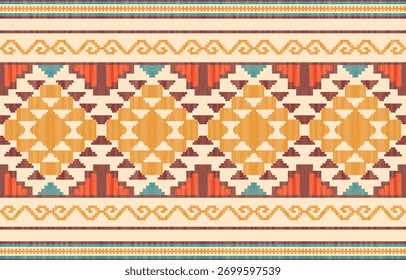 Southwest Native American nahtloses Muster, Boho Stamm Aztec Navajo geometrische Textil-Design, Wüste ethnischen Stoff Hintergrund.