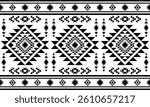 Southwest Native seamless pattern ethnic tribal Aztec geometric Navajo Native American fabric black and white design vector for textile print