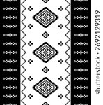 Southwest native seamless pattern ethnic pixel art tribal Aztec geometric Navajo Native American fabric black and white design vector for textile printing