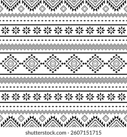 Southwest Native seamless pattern ethnic tribal Aztec geometric Navajo Native American fabric black and white design vector for textile printing 