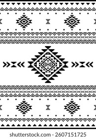 Southwest Native seamless pattern ethnic tribal Aztec geometric Navajo Native American fabric black and white design vector for textile printing 