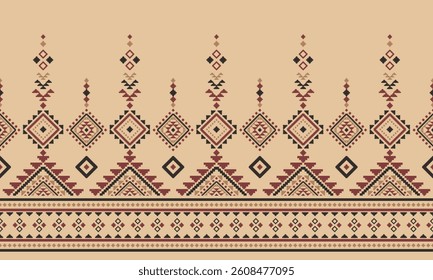 Southwest Native seamless pattern ethnic tribal Aztec geometric Navajo Native American fabric earth tone design vector for textile printing