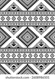 Southwest Native seamless pattern ethnic tribal Aztec geometric Navajo Native American fabric black and white design vector for textile print