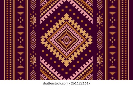 Southwest Native seamless pattern ethnic tribal Aztec geometric Navajo Native American fabric colorful design vector for textile print