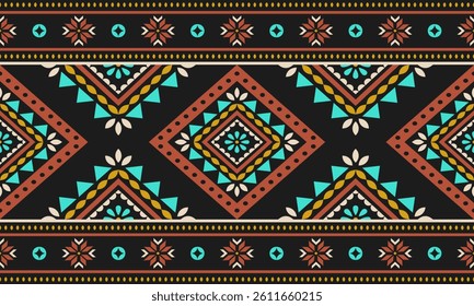 Southwest Native seamless pattern ethnic tribal Aztec geometric Navajo Native American fabric colorful design vector for textile print