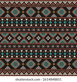 Southwest Native seamless pattern ethnic tribal Aztec geometric Navajo Native American fabric colorful design vector for textile print