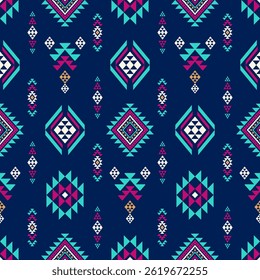 Southwest Native seamless pattern ethnic tribal Aztec geometric Navajo Native American fabric colorful design vector for textile print