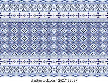 Sudoeste Nativo sem emenda padrão étnico tribal asteca geométrica Navajo Nativo americano tecido azul tom design vetor 
