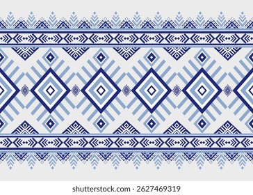 Southwest Patrón nativo sin costuras tribal étnico azteca geométrica Navajo Tela nativa americana Vector de diseño de tono azul para la impresión textil