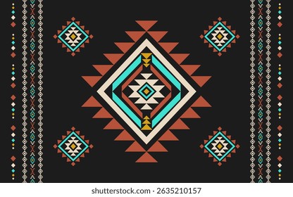 Southwest Native seamless pattern ethnic tribal Aztec geometric Navajo Native American fabric colorful design vector for textile print