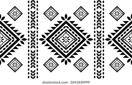 Southwest Native seamless pattern ethnic tribal Aztec geometric Navajo Native American fabric black and white design vector for textile print