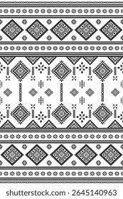 Sudoeste Nativo sem emenda padrão étnico tribal asteca geométrica Navajo Nativo americano tecido preto e branco vetor de design para impressão têxtil