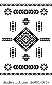 Southwest Native seamless pattern ethnic tribal Aztec geometric Navajo Native American fabric black and white design vector for textile print