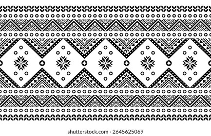 Sudoeste Nativo sem emenda padrão étnico tribal asteca geométrica Navajo Nativo americano tecido preto e branco vetor de design para impressão têxtil