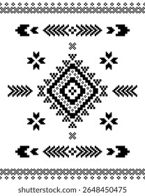 Sudoeste Nativo sem emenda padrão étnico tribal asteca geométrica Navajo Nativo americano tecido preto e branco vetor de design para impressão têxtil