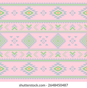 Southwest Native seamless pattern ethnic tribal Aztec geometric Navajo Native American fabric colorful design vector for textile print