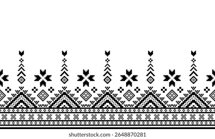 Southwest Native seamless pattern ethnic tribal Aztec geometric Navajo Native American fabric black and white design vector for textile print