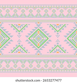 Southwest Native seamless pattern ethnic tribal Aztec geometric Navajo Native American fabric colorful design vector for textile print