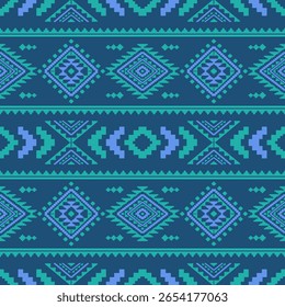 Southwest Native seamless pattern ethnic tribal Pixel Art Aztec geometric Navajo Native American fabric colorful design vector for textile print