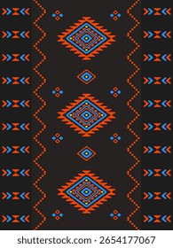 Southwest Native seamless pattern ethnic tribal Pixel Art Aztec geometric Navajo Native American fabric colorful design vector for textile print