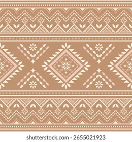 Southwest Native seamless pattern ethnic tribal Aztec Floral Flower geometric Navajo Native American fabric colorful design vector for textile print
