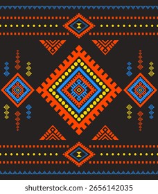 Sudoeste Nativo padrão sem costura étnico tribal Asteca geométrica Navajo Nativo americano tecido colorido vetor de design para impressão têxtil
