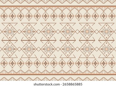 Southwest Patrón nativo sin costuras tribal étnico azteca geométrica Navajo Tela nativa americana Vector de diseño de tonos de tierra para la impresión textil