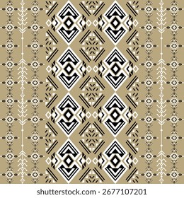 Southwest Native nahtloses Muster ethnischen Stamm Aztec geometrische Navajo Native American Stoff Erde Ton Design Vektor für Stoffdruck