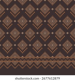 Southwest Native seamless pattern ethnic tribal Aztec geometric Navajo Native American Pixel Art fabric earth tone design vector for textile printing