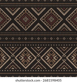Southwest native seamless pattern ethnic tribal Aztec geometric Navajo Native American fabric earth tone design vector for textile printing