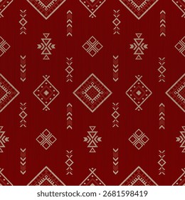 Südwesten nativen nahtlosen Muster ethnischen Stamm Aztec geometrische Navajo Native American Stoff Erde Ton Design Vektor für Stoffdruck
